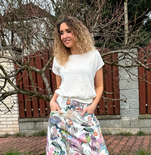 Volný top s pasem bílý — foto 2