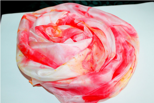 Ohnivá - hedvábná šála 180x45 — foto 4