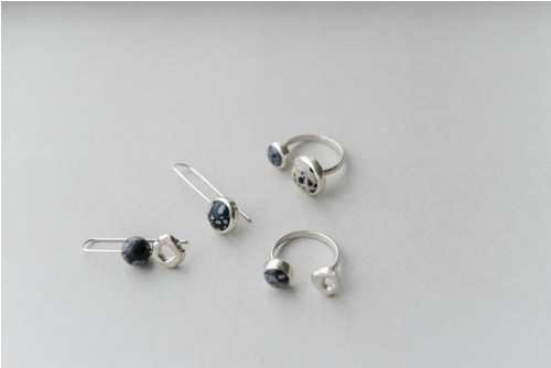 Náušnice “Kosmos” - obsidián, Ag 925/1000 — foto 2