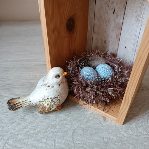 Háčkované hnízdečko s vajíčky - světle modrá — foto 3