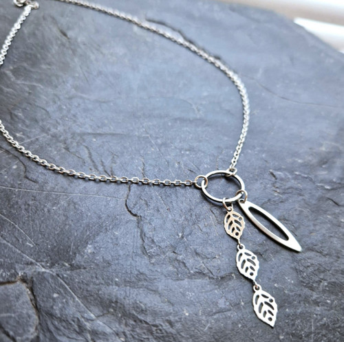 Ocelový náhrdelník*karma s listy — foto 2