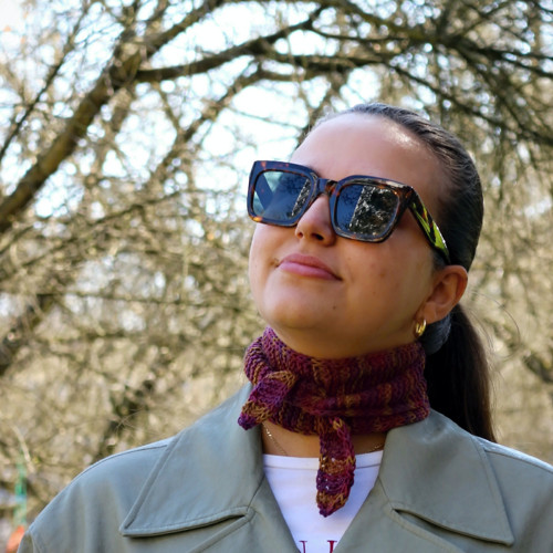 Módní víceúčelový mini šáteček "Sundown" z hedvábí — foto 6