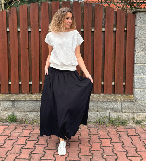 Dlouhá volná sukně černá — foto 5