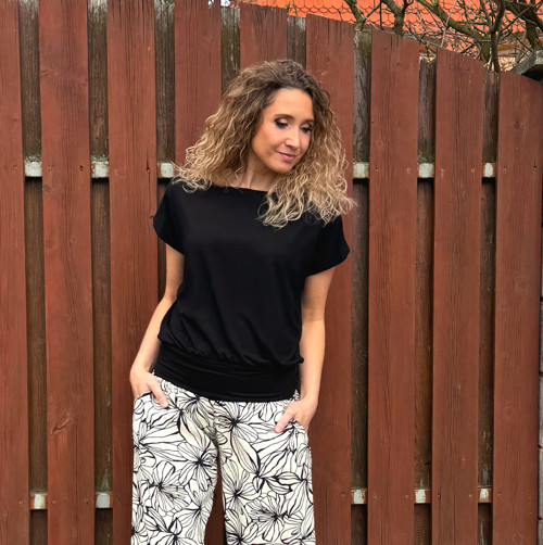 Volný top s pasem černý — foto 4