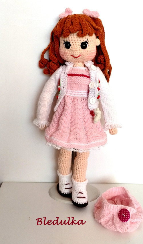 Háčkovaná panenka Bledulka - 38 cm — foto 3