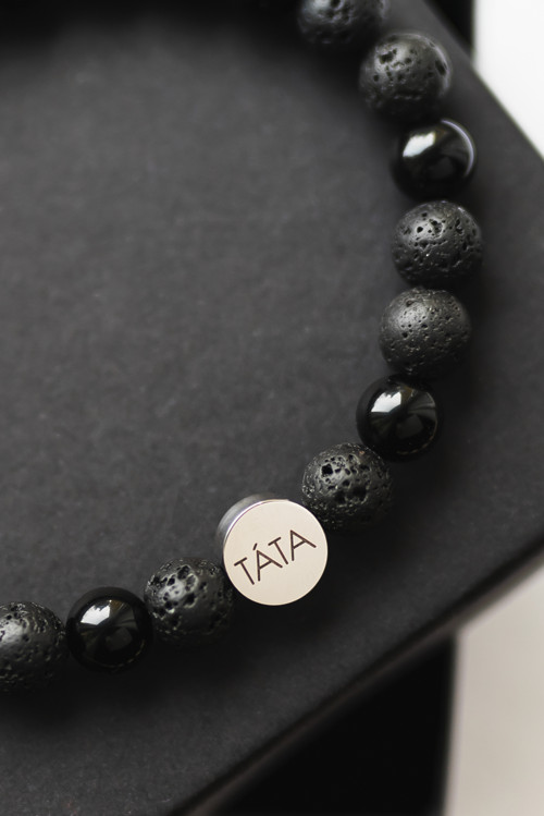 Pánský náramek "táta", láva, onyx — foto 2