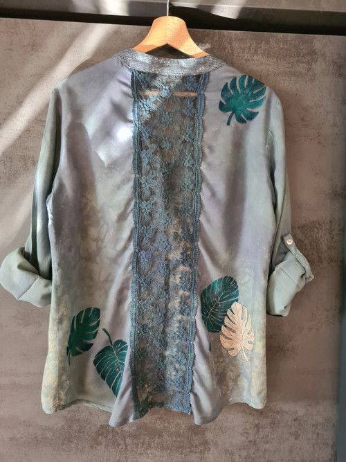 Boho halenka s malbou listů, vel.M/L — foto 3