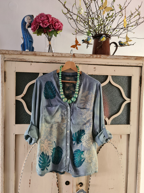 Boho halenka s malbou listů, vel.M/L — foto 2