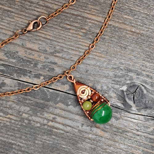 Náhrdelník Chalcedon, Jadeit & Karneol — foto 2