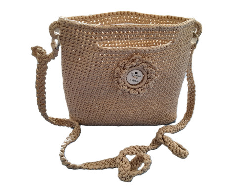 Háčkovaná kabelka crossbody béžová — foto 2