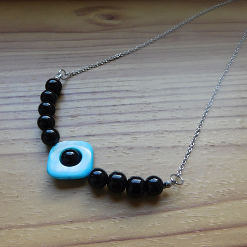 Náhrdelník - onyx s modrou perletí.... — foto 4
