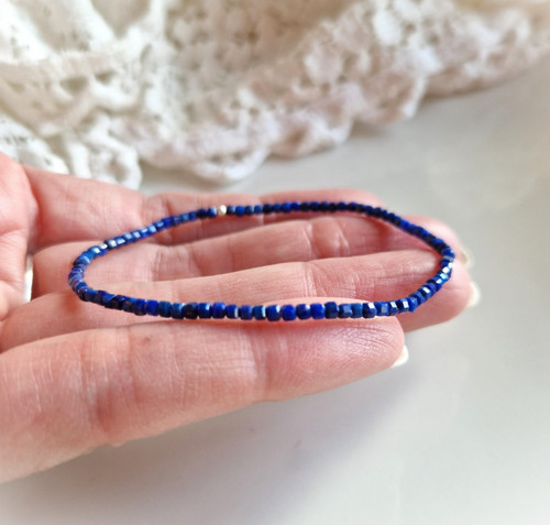 Lapis lazuli*kostičky*Ag*náramek — foto 5