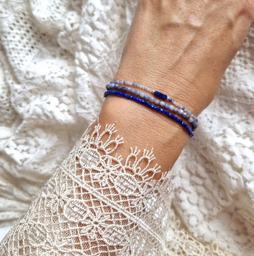 Lapis lazuli*kostičky*Ag*náramek — foto 6