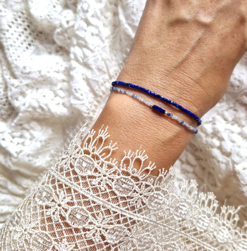 Lapis lazuli*kostičky*modrý avanturín*Ag*prsten — foto 6