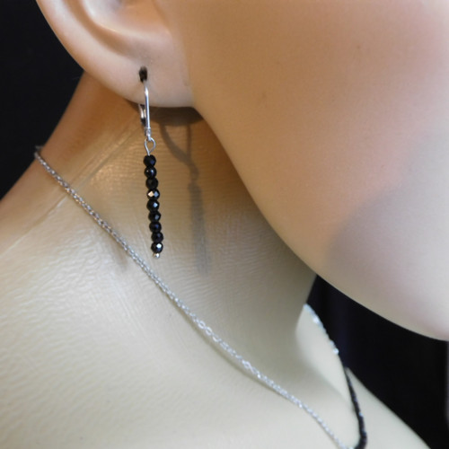Naušnice - černý spinel, nerez — foto 3