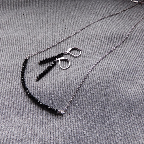 Naušnice - černý spinel, nerez — foto 5