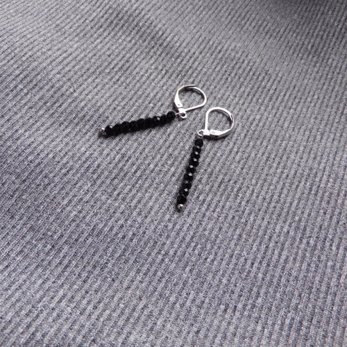 Naušnice - černý spinel, nerez — foto 4