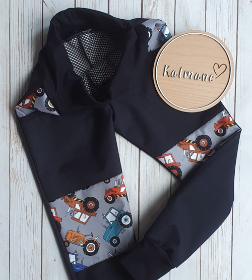 Jarní/podzimní softshell kalhoty černá/traktory — foto 4