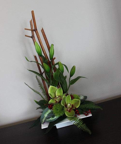 Ikebana s orchidejemi do zelena — foto 3