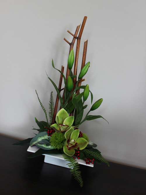 Ikebana s orchidejemi do zelena — foto 5
