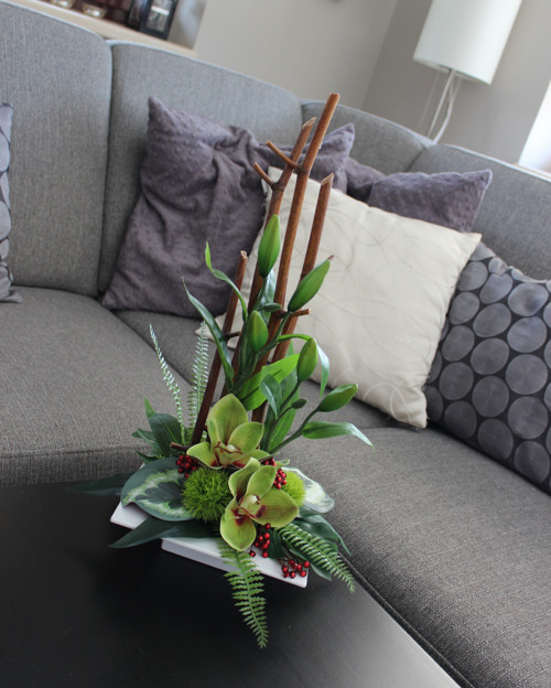Ikebana s orchidejemi do zelena — foto 2