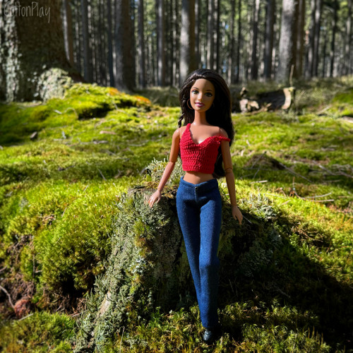 Modré strečové džíny pro Barbie — foto 2
