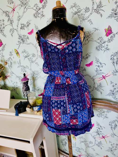Šaty boho, modrý patwchork — foto 4