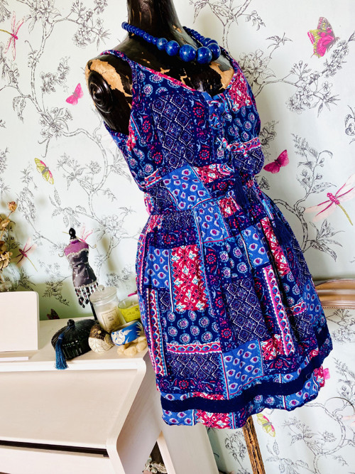Šaty boho, modrý patwchork — foto 3