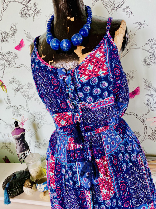 Šaty boho, modrý patwchork — foto 2