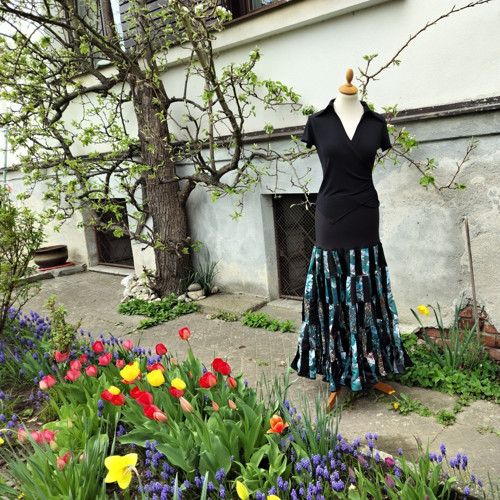 Patchworková volánová sukně Black lady — foto 2