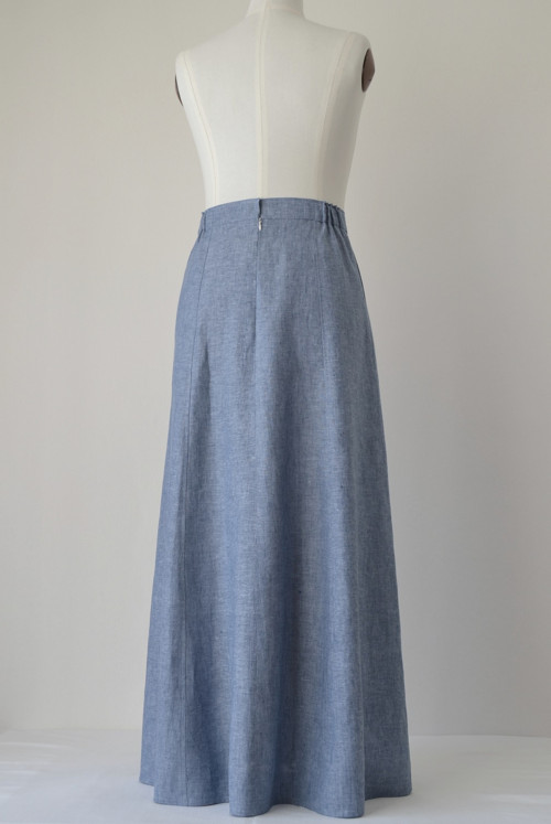 Lněná sukně - modrá denim — foto 6