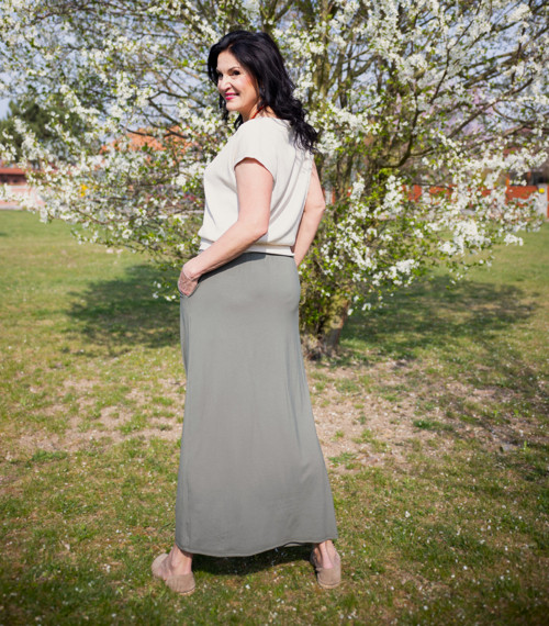 Dlouhá sukně khaki — foto 6