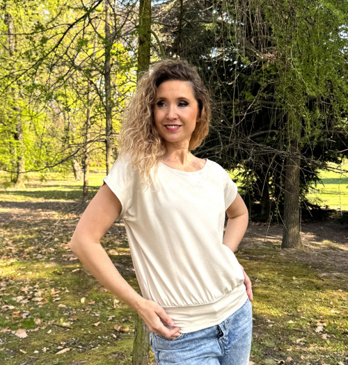 Volný top s pasem smetana — foto 5