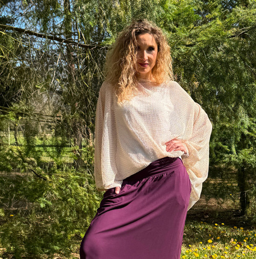 Volný top smetanová síťka — foto 6