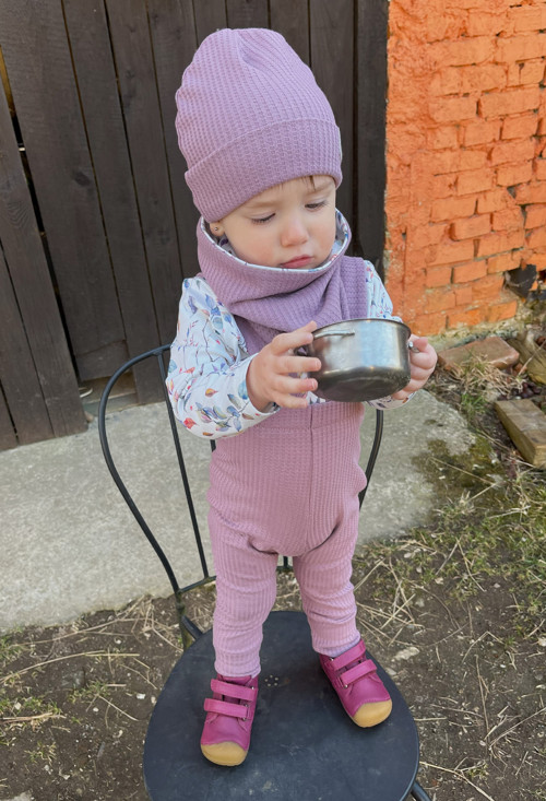 Vaflové tepláčky - TMAVÁ RŮŽ — foto 4
