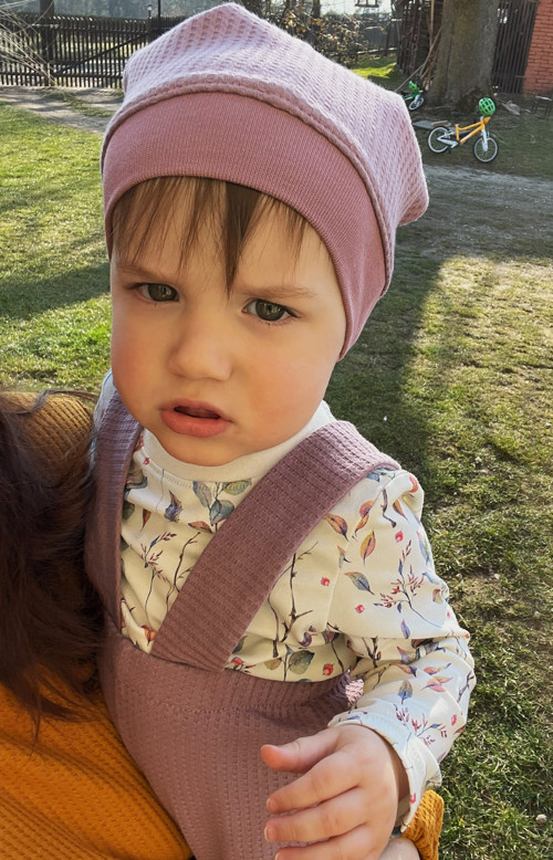 Vaflové tepláčky - TMAVÁ RŮŽ — foto 3