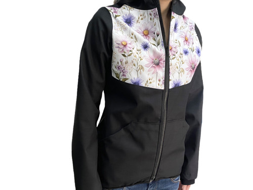Softshell bunda DÁMSKÁ JARNÍ černá Kvítky — foto 3