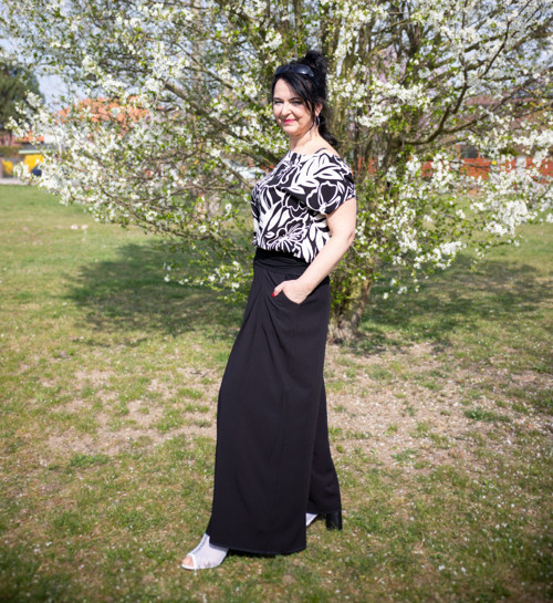 Kalhotová sukně dlouhá černá — foto 4