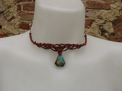Macramé Choker s Labradoritem — foto 6