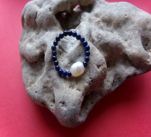Prstýnek Lapis lazuli s perličkou — foto 5