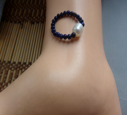 Prstýnek Lapis lazuli s perličkou — foto 4