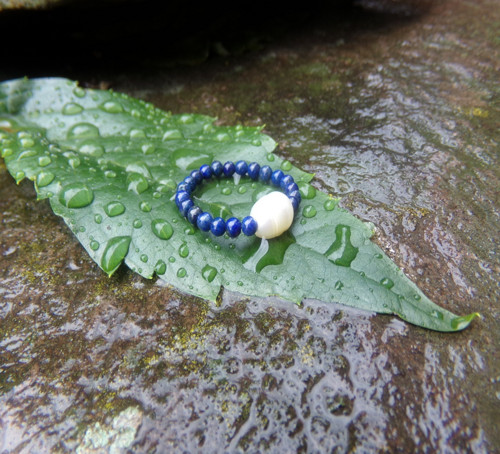 Prstýnek Lapis lazuli s perličkou — foto 2