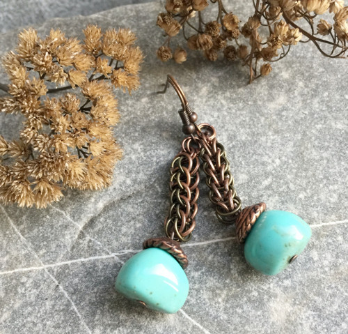 Persian bronze & tyrkys - náušnice — foto 2