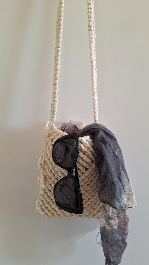 Boho kabelka Mini/Minimal krémová — foto 3