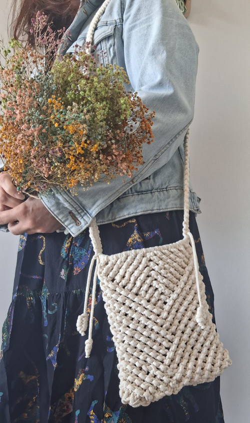 Boho kabelka Mini/Minimal krémová — foto 2