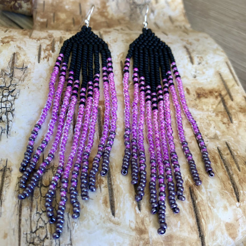 Dlouhé Šité Boho Náušnice - Do Růžova — foto 4
