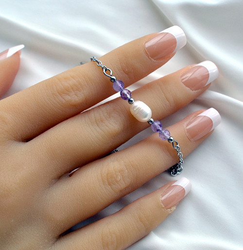 Náramek*AMETYST LAVENDER*PERLA*chir.ocel — foto 2