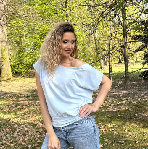 Volný top s pasem světle modrý — foto 2