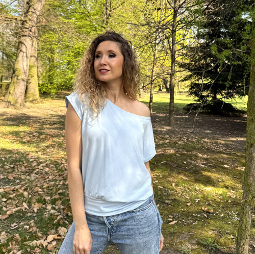 Volný top s pasem světle modrý — foto 3