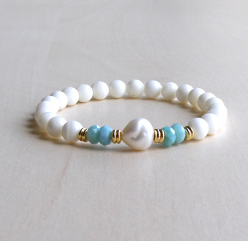 Zéva*Larimar*Keshi PERLA*náramek — foto 2